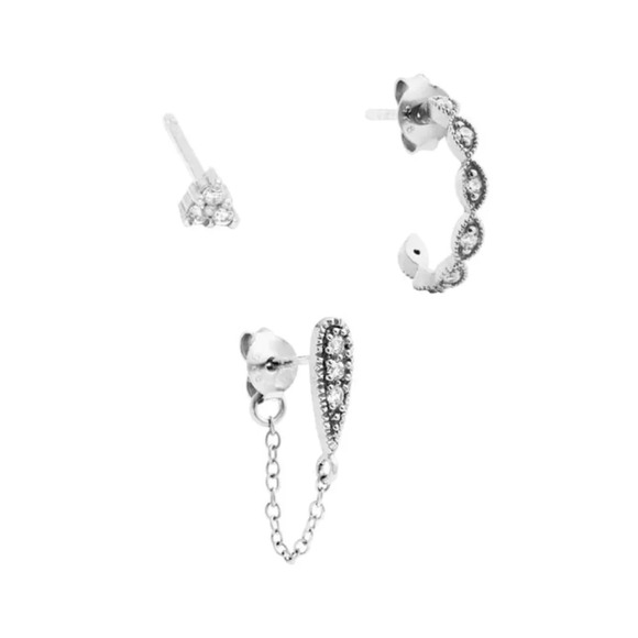 *NEW Drop Chain Earrings White Gold Filled 11.4 mm - Picture 5 of 6